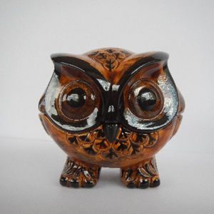 Owl Trinket Box, Vintage 1970's Ceramic